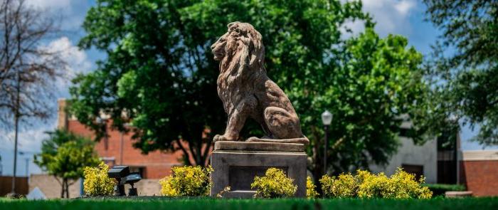 TAMUC lion statue